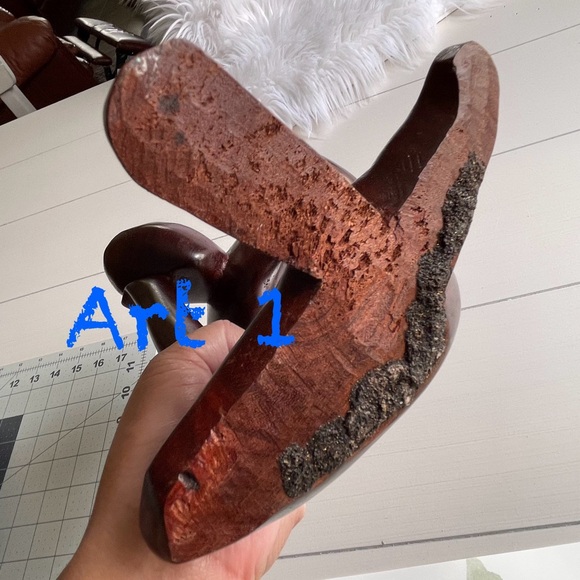 ART-1 | Abstract Hand Carved Wood Thinking Man Cross-Over Legs Sculpture Statue - Picture 3 of 13